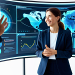 A diverse group of professional individuals, fully clothed in modern business casual attire, interacting with a futuristic, transparent holographic interface that displays highly personalized and surprising content. One person smiles in genuine delight at a recommendation, reflecting emotional resonance. The setting is a clean, spacious, technologically advanced office or a collaborative innovation hub, with subtle, abstract data visualizations and flowing light streams in the background, symbolizing intelligent understanding and data insights. High-resolution, professional studio lighting, sharp focus, vibrant colors, intricate details, cinematic photography, safe for work, appropriate content, professional dress, perfect anatomy, correct proportions, natural pose, well-formed hands, proper finger count, natural body proportions.
