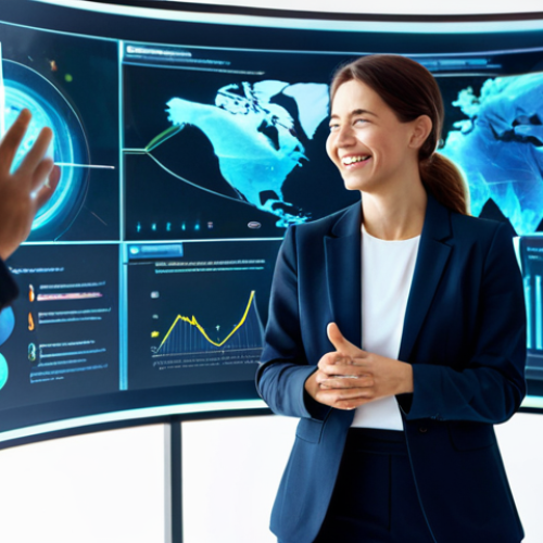 A diverse group of professional individuals, fully clothed in modern business casual attire, interacting with a futuristic, transparent holographic interface that displays highly personalized and surprising content. One person smiles in genuine delight at a recommendation, reflecting emotional resonance. The setting is a clean, spacious, technologically advanced office or a collaborative innovation hub, with subtle, abstract data visualizations and flowing light streams in the background, symbolizing intelligent understanding and data insights. High-resolution, professional studio lighting, sharp focus, vibrant colors, intricate details, cinematic photography, safe for work, appropriate content, professional dress, perfect anatomy, correct proportions, natural pose, well-formed hands, proper finger count, natural body proportions.