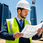 **

A professional architect, fully clothed in appropriate business attire, reviewing blueprints on a construction site. Hard hat, safety vest. Modern city skyline in the background. Perfect anatomy, correct proportions, well-formed hands, proper finger count, natural pose, safe for work, appropriate content, professional, modest.

**