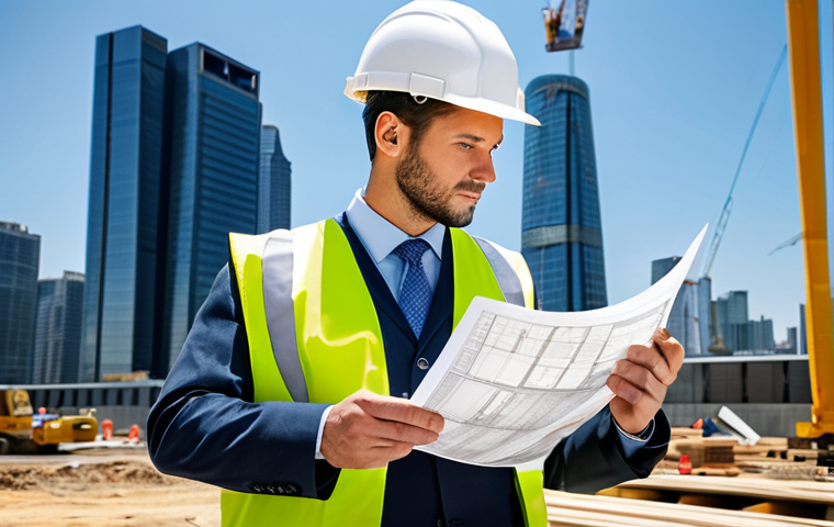 **

A professional architect, fully clothed in appropriate business attire, reviewing blueprints on a construction site. Hard hat, safety vest. Modern city skyline in the background. Perfect anatomy, correct proportions, well-formed hands, proper finger count, natural pose, safe for work, appropriate content, professional, modest.

**